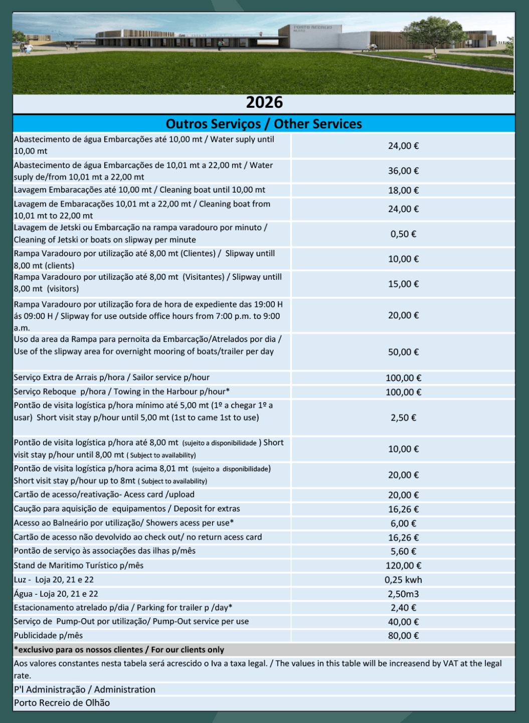 Porto de Recreio - Tarifário 3