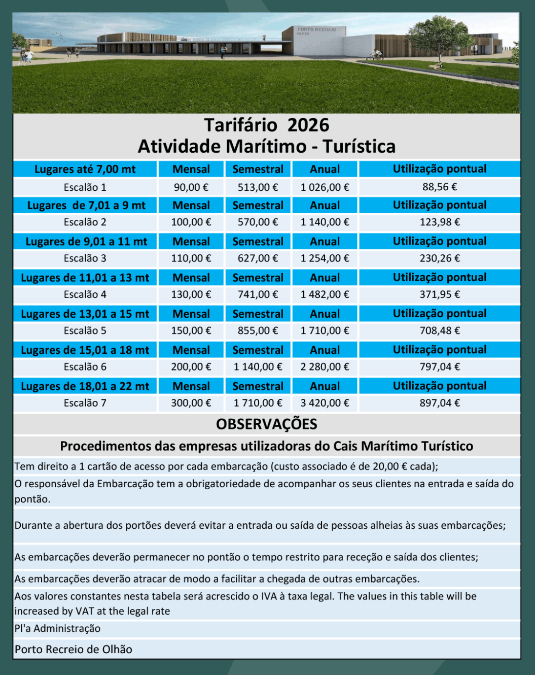 Porto de Recreio - Tarifário 5